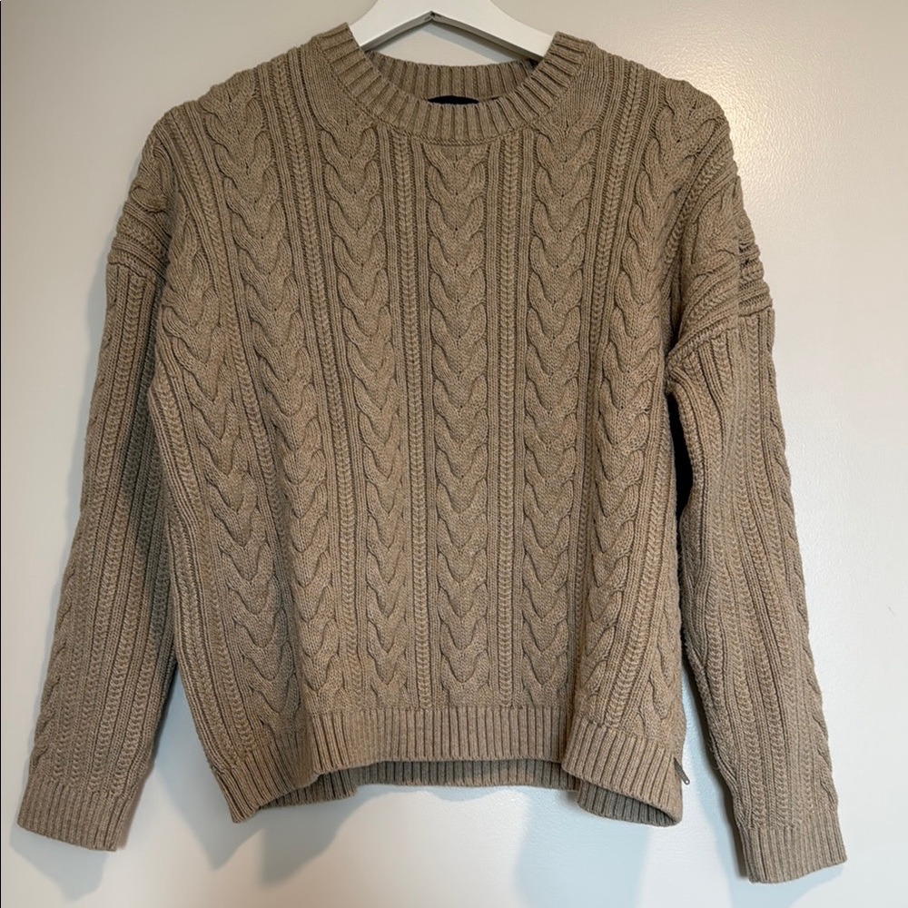 Superfly Women’s Cable Knit Beige Sweater